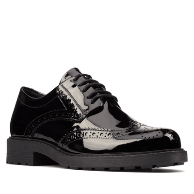 Clarks Orinoco 2 Limit Girls School Shoe - Black Patent
