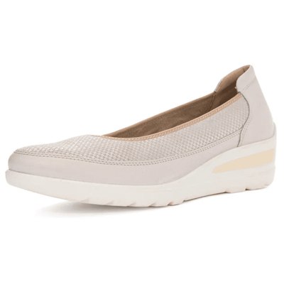 Womens Ara Zurich Cream and Gold Wedge Shoes - Beige Gold