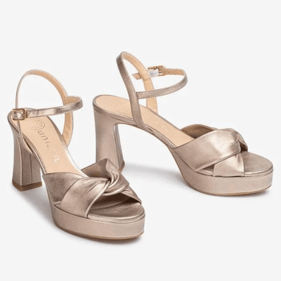 Womens Unisa Onoa Twist Front Platform Heels - Champagne