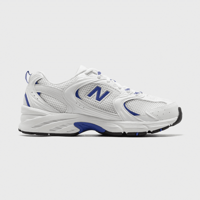 Mens New Balance 530 White with Blue Gemstone - White