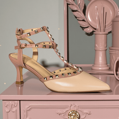 Womens Sorento Tinakilly Rockstud T-Bar Heels - Nude