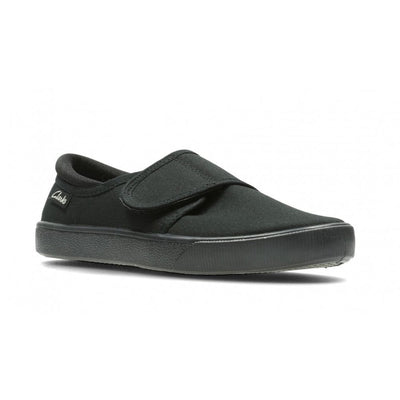 Junior Kids Clarks Hopper Run Black Fabric - Black