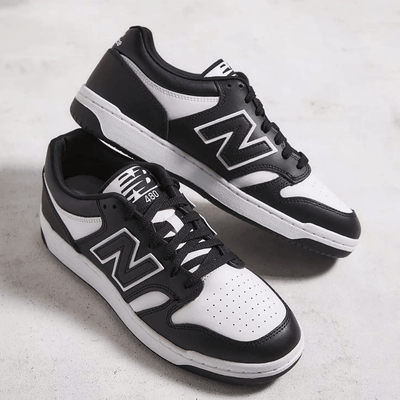 Womens New Balance 480 White & Black Trainers - White
