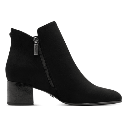 Womens Tamaris 25354 Black Suede Low Block Heel Boots - Black