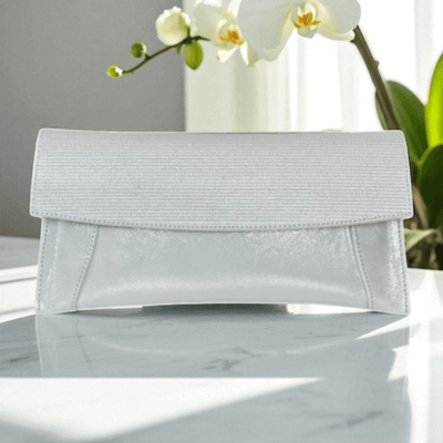 Womens Emis Ladies Clutch Bag - White Silver