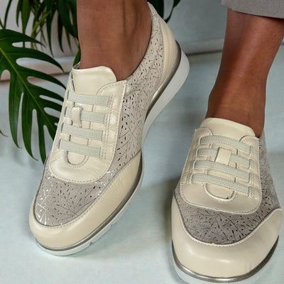 Womens Pitillos 11034 Cream Trainers - Cream