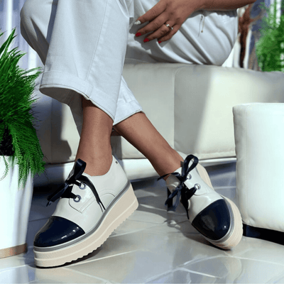 Womens Kate Appleby Buckworth White Navy Platform Shoes - Cotton Sapphire