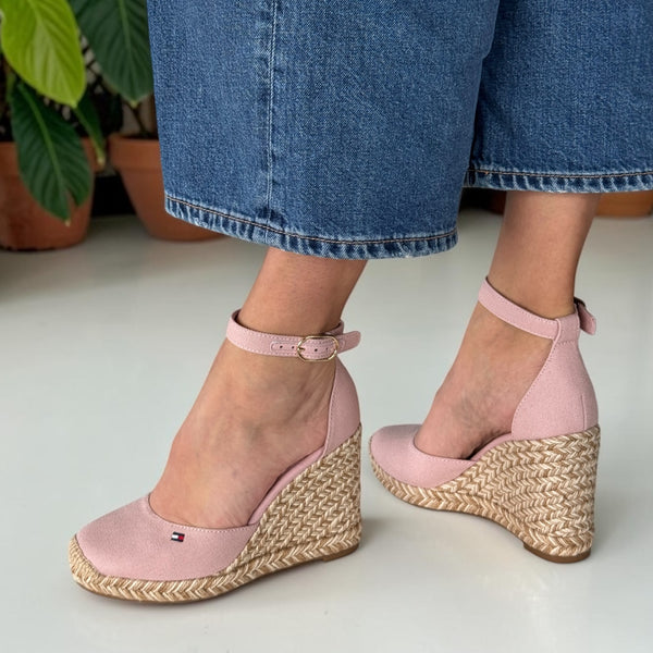 Womens Tommy Hilfiger Foggy Pink Canvas High Wedge Espadrilles - Foggy Pink