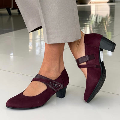 Womens Jana 24464 Mary Jane Heels - Bordeaux