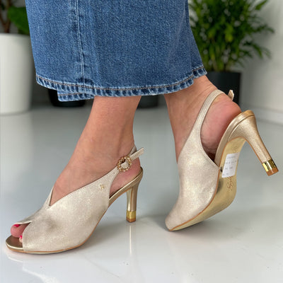 Womens Kate Appleby Malpas Gold Shimmer Peep Toe Slingback Malpas Gold Shimmer Peep Toe Sling Back Heels - Gold