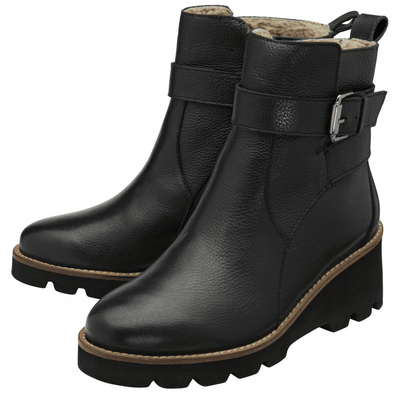 Womens Lotus Emberlynn Wedge Ankle Boots - Black