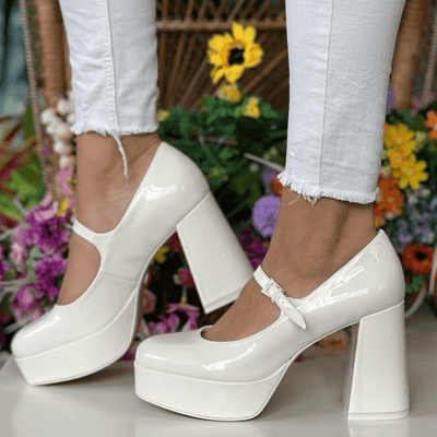 Womens Tamaris Ladies Platform Block Heels - White