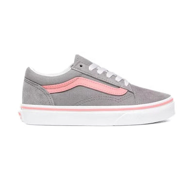 Vans Kids Pop Old Skool Frost Grey Pink Icing Sneakers - Grey and Pink