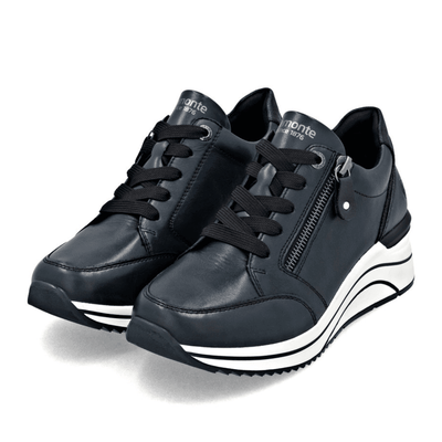 Womens Remonte D0T03 Navy Wedge Side Zip Trainers - Navy