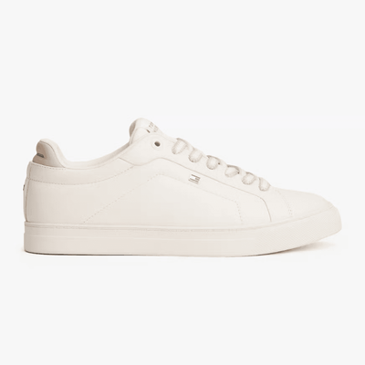 Womens Tommy Hilfiger Leather Court Trainers - Ancient White