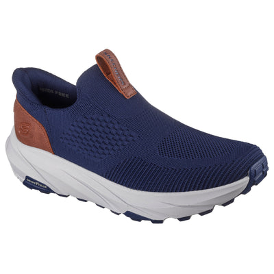 Mens Skechers 211145 Navy Blue, Brown & Grey Knit Conner Shoe - Navy