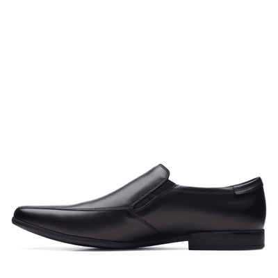 Boys Clarks Sidton Edge Slip On Black Leather Smart Shoe - Black
