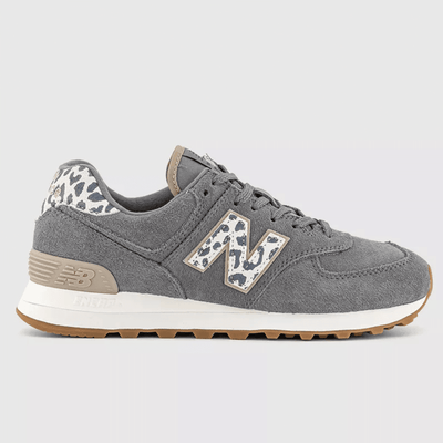 New Balance Womens 574 Leopard Trainers - Grey