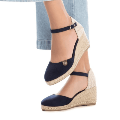 Womens Refresh 171882 Closed Toe Wedge Espadrille Sandals - Navy