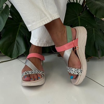 Womens Omg! Footwear Aswarby Ashover Peachy Wedge Sandals - Peachy