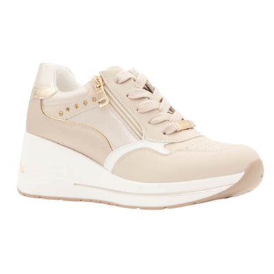 Womens Lloyd & Pryce Clohessy Wedge Side Zip Trainers - Creme Bling