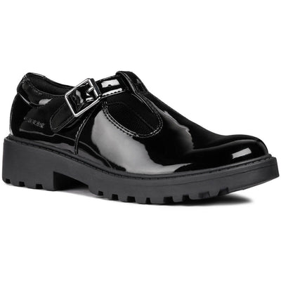 Infant Girls Geox Casey Black Patent School Shoes - Black Patent