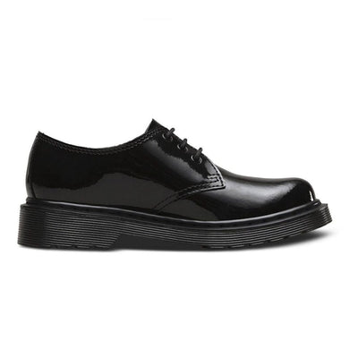 Dr Martens Junior Everley Black Patent Lace Up Shoe - Black