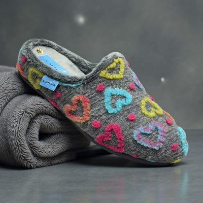 Womens Lunar Valentine Heart Mule Slippers - Grey