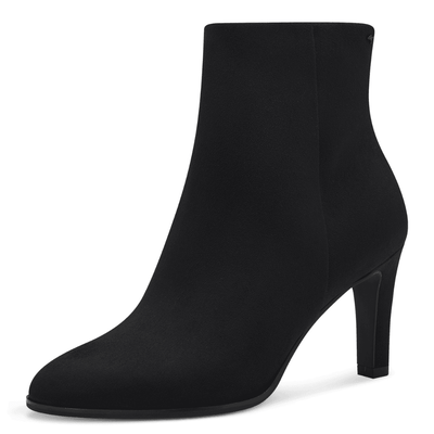 Womens Tamaris 25339 Black Suede Heeled Ankle Boots - Black