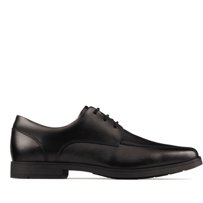 Clarks Boys Scala Step Leather Laced School Shoe - Black Leather