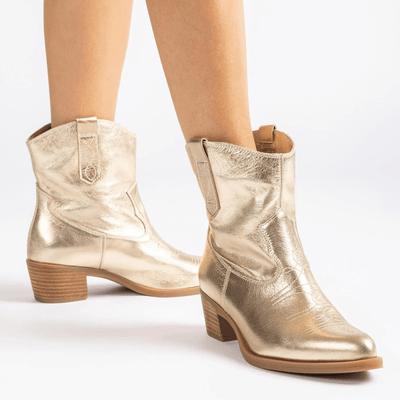 Womens Unisa Gwen Gold Topstitch Cowboy Boots - Gold