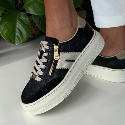 Womens Rieker M1912 Side Zip Platform Trainers - Black