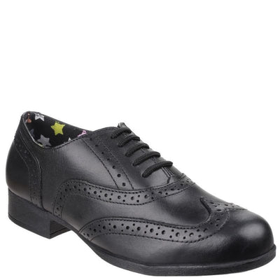 Girls Hush Puppies Kada Black Junior School Shoes - Black