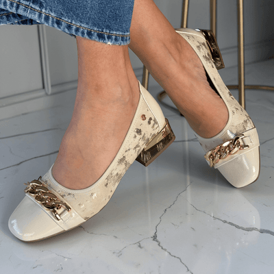 Womens Zanni & Co Mizukami Perspex Heel Loafers - Gold Marble