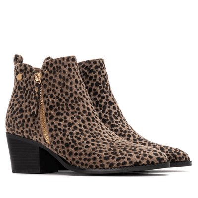 Womens Xti Faux Fur Ankle Boots - Taupe
