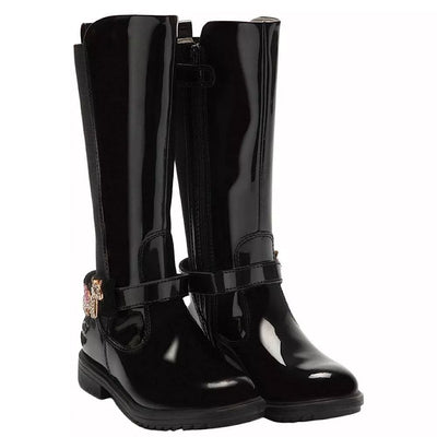 Junior Lelli Kelly Girls Bliss Black Patent Long Boots - Black Patent
