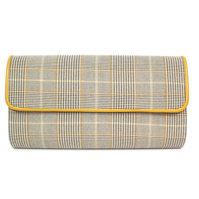 Lunar Womens Samia Clutch Handbag - Beige/Yellow Tartan - Beige Gold