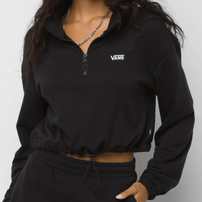 Womens Vans Left Chest Half Zip Sweatshirt - Black