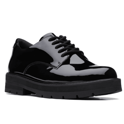 Girls Clarks Prague Lace School Shoe - Black
