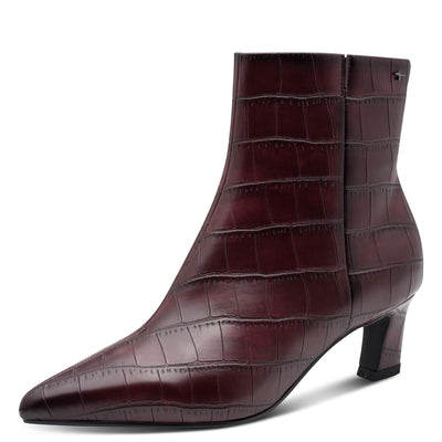 Womens Tamaris 25384 Ankle Boots - Merlot Croco