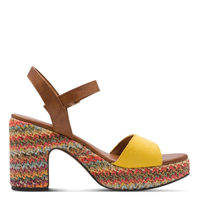 Womens Marco Tozzi 28008 Heeled Sandals - Lemon Combination
