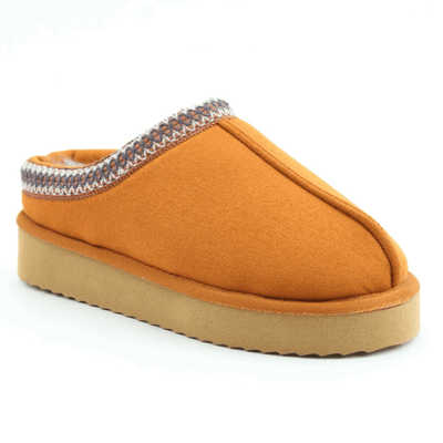 Womens Heavenly Feet Ice Fur Lined Mule Slipper - Chestnut