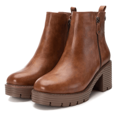 Womens Refresh 172043 Tan Platform Chunky Heeled Boots - Camel
