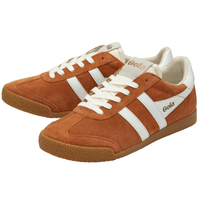Mens Gola Elan Burnt Orange and White Suede Trainers - Moody Orange