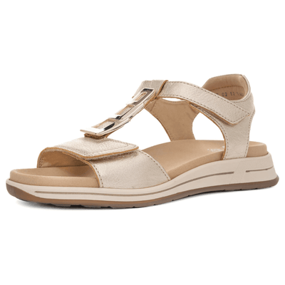 Womens Ara Osaka Gold Square Brooch Velcro Sandals - Gold