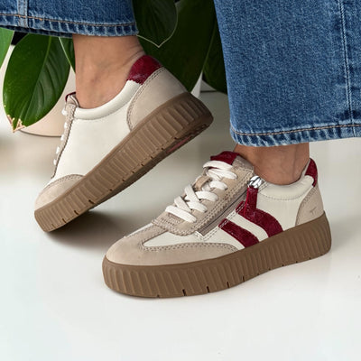 Womens Tamaris Comfort 83729 Side Zip Trainers - Beige