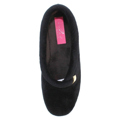 Lunar Womens Bridie Quilted Black Slippers - Black