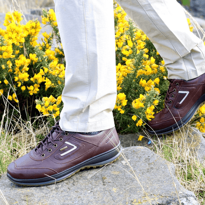 Mens Grisport Airwalker Leather Comfort Laced Walking Shoe - Brown