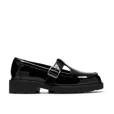 Girls Clarks Lauryl Bar School Shoes - Black Patent