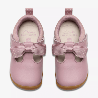 Infant Girls Clarks Roamer Trim Velcro Strap Pre Walker Shoes - Dusty Pink